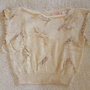 Gil Aimbez Static Distressed Knit Cropped Sweater/Size Medium
